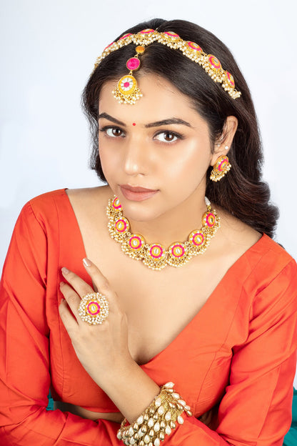 Choker Set with Thread Embroidery & Pearls 