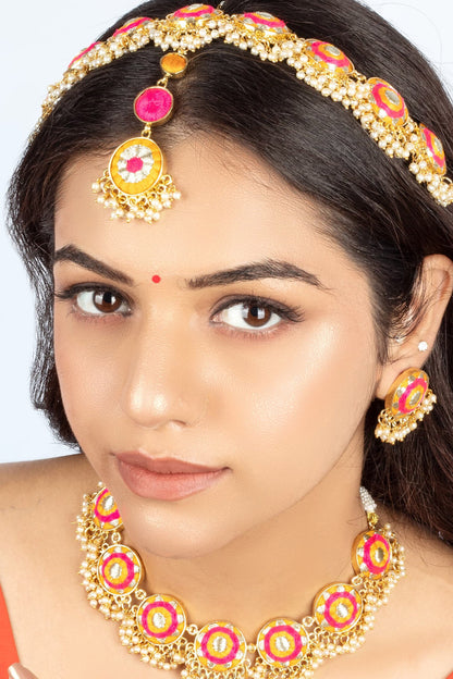 Choker Set with Thread Embroidery & Pearls 