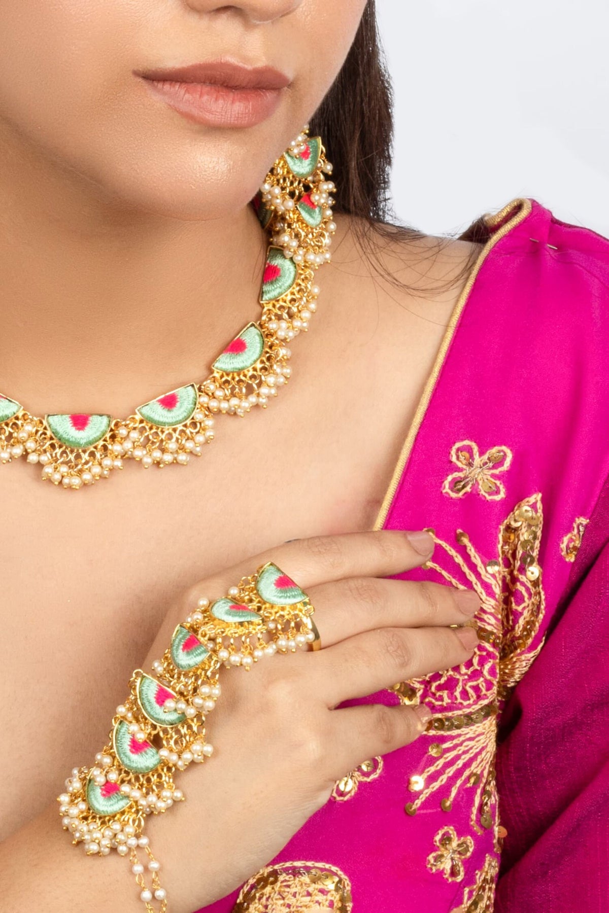 Gold Plated Scalloped Hand Harness 