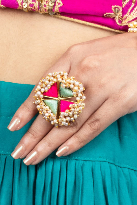 Floral Pearl Embroidered Ring 