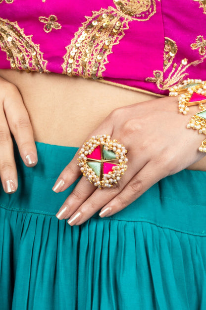 Floral Pearl Embroidered Ring 