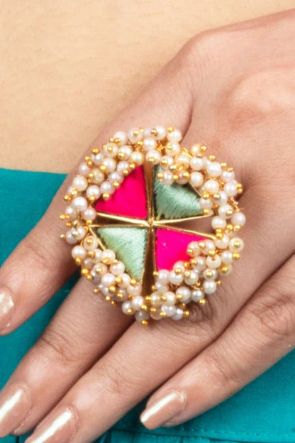 Floral Pearl Embroidered Ring 