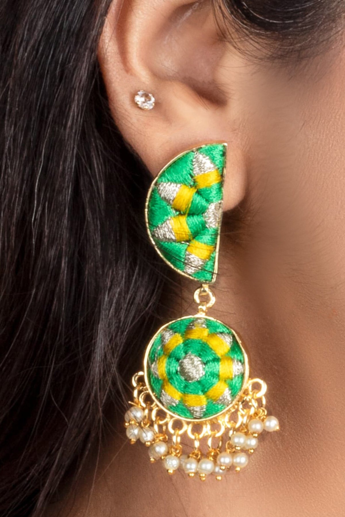 Clover Bloom Pearl Dangler Earrings 