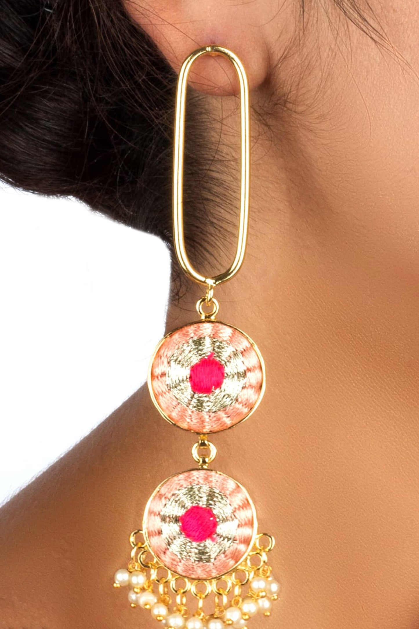 Peach & Pink Petal Cascade Danglers 