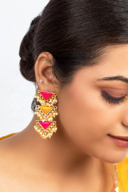 Peppy Petal Thread & Pearl Danglers 