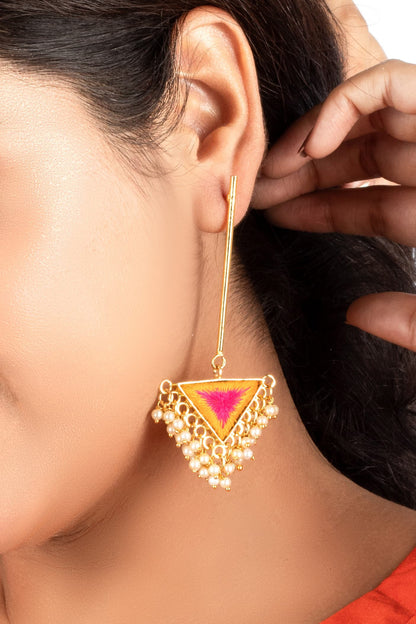 Pearl Embellished Triangle Danglers 