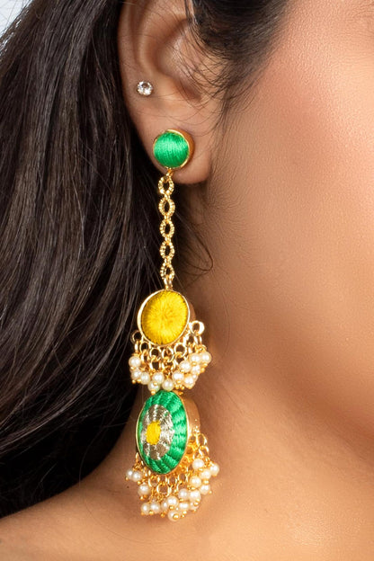 Geometric Thread Embroidered Danglers 