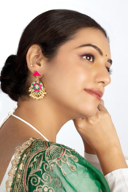 Circular Thread Embroidered Earrings 