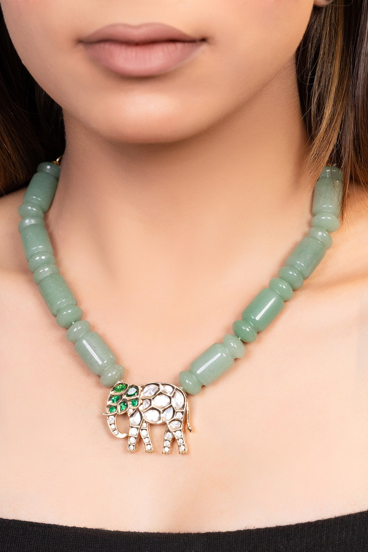 Kundan Elephant Pendant Necklace 