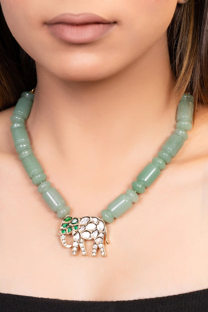 Kundan Elephant Pendant Necklace 