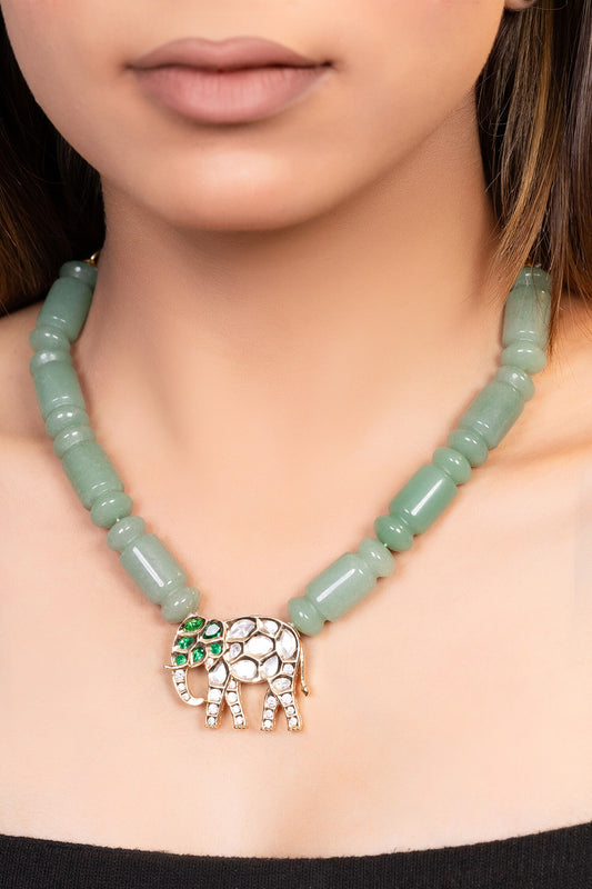 Kundan Elephant Pendant Necklace 