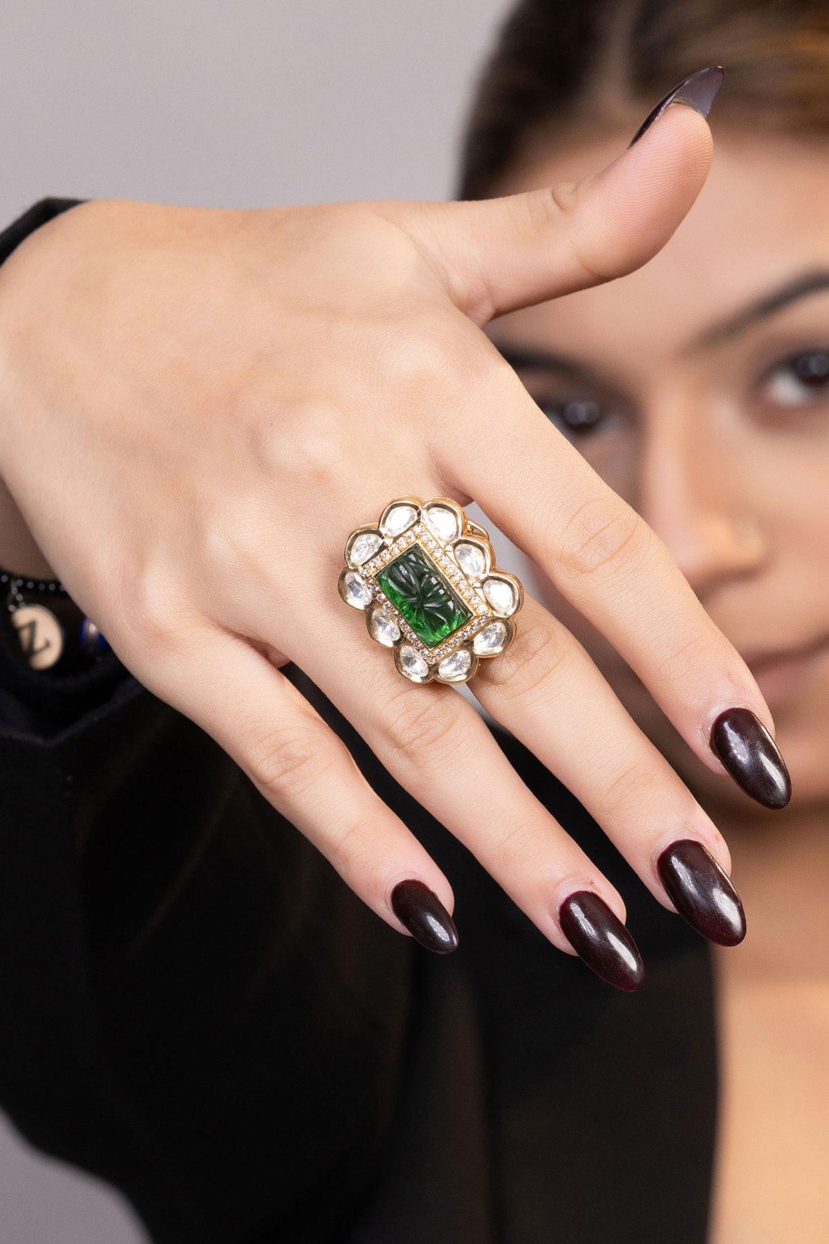 Kundan Studded Adjustable Ring 