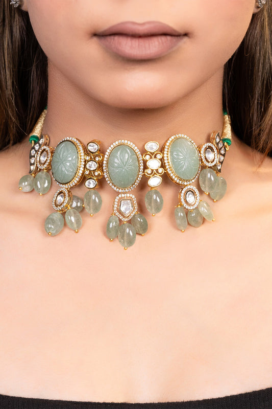 Kundan & Bead Embellished Choker Necklace 