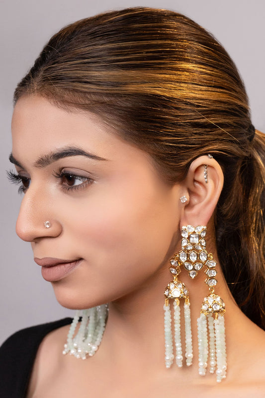 Kundan & Bead Long Dangler Earrings 