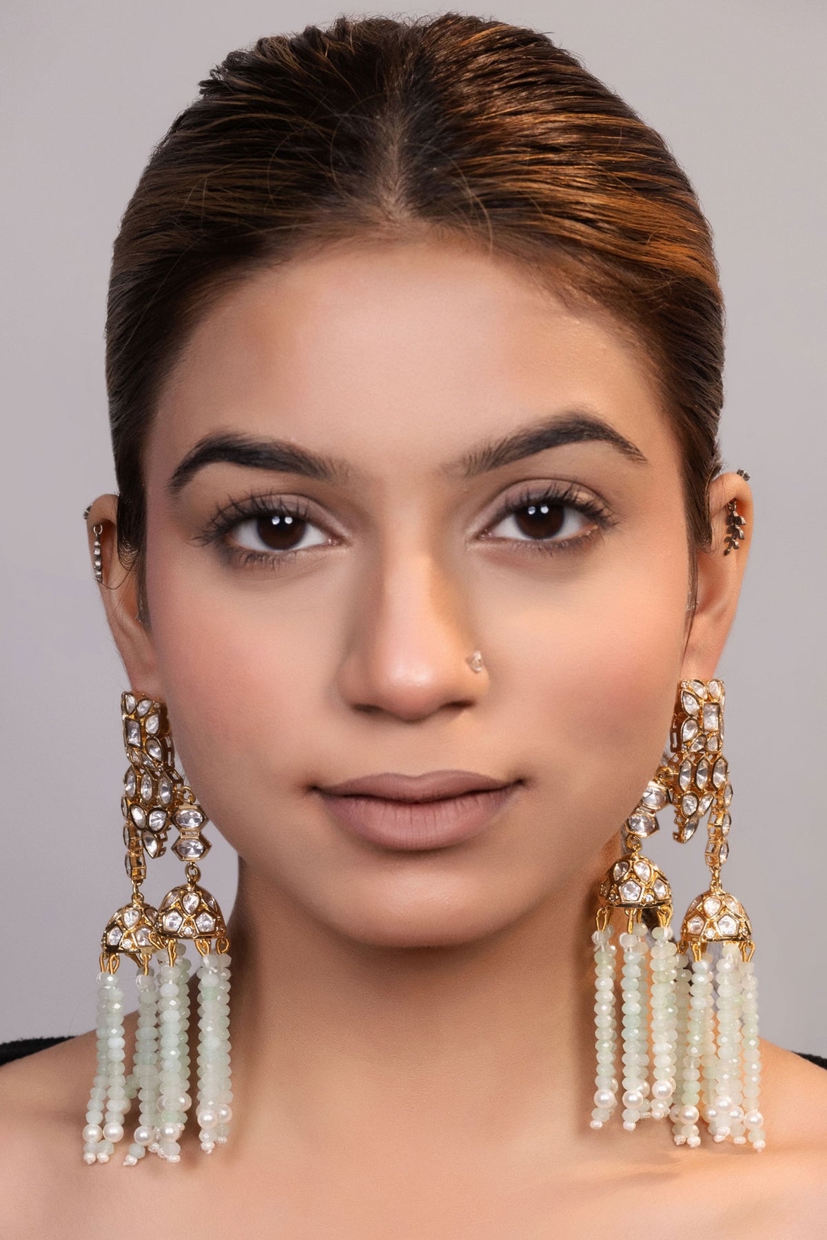 Kundan & Bead Long Dangler Earrings 