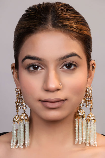 Kundan & Bead Long Dangler Earrings 
