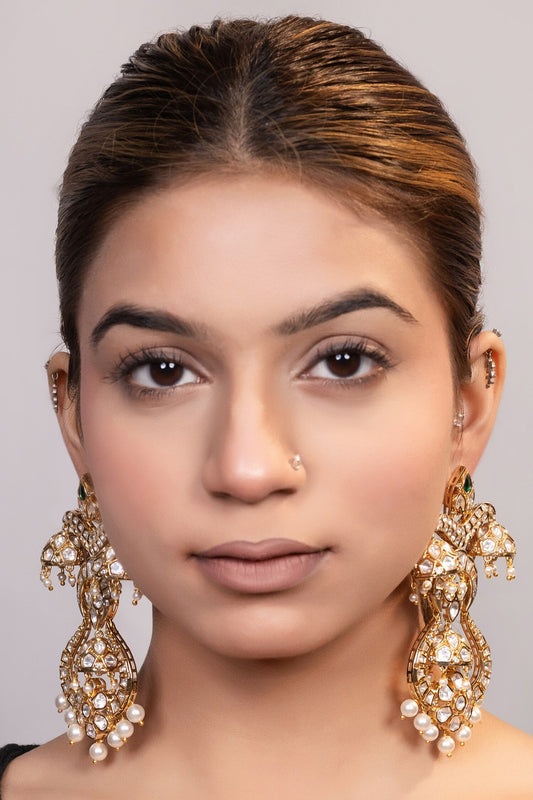 Kundan Embellished Jhumka Earrings 