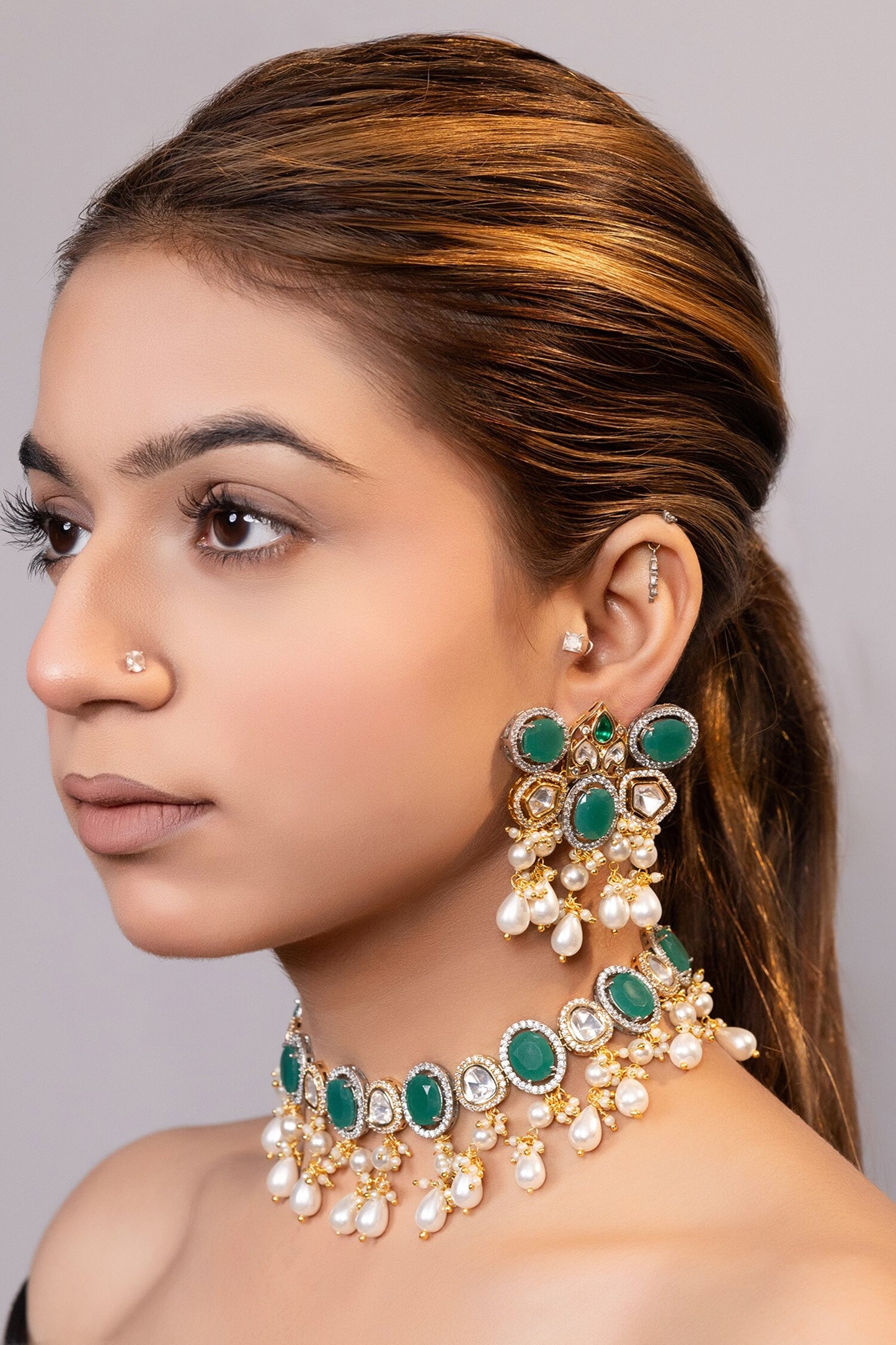 Kundan & Bead Embellished Necklace Set 