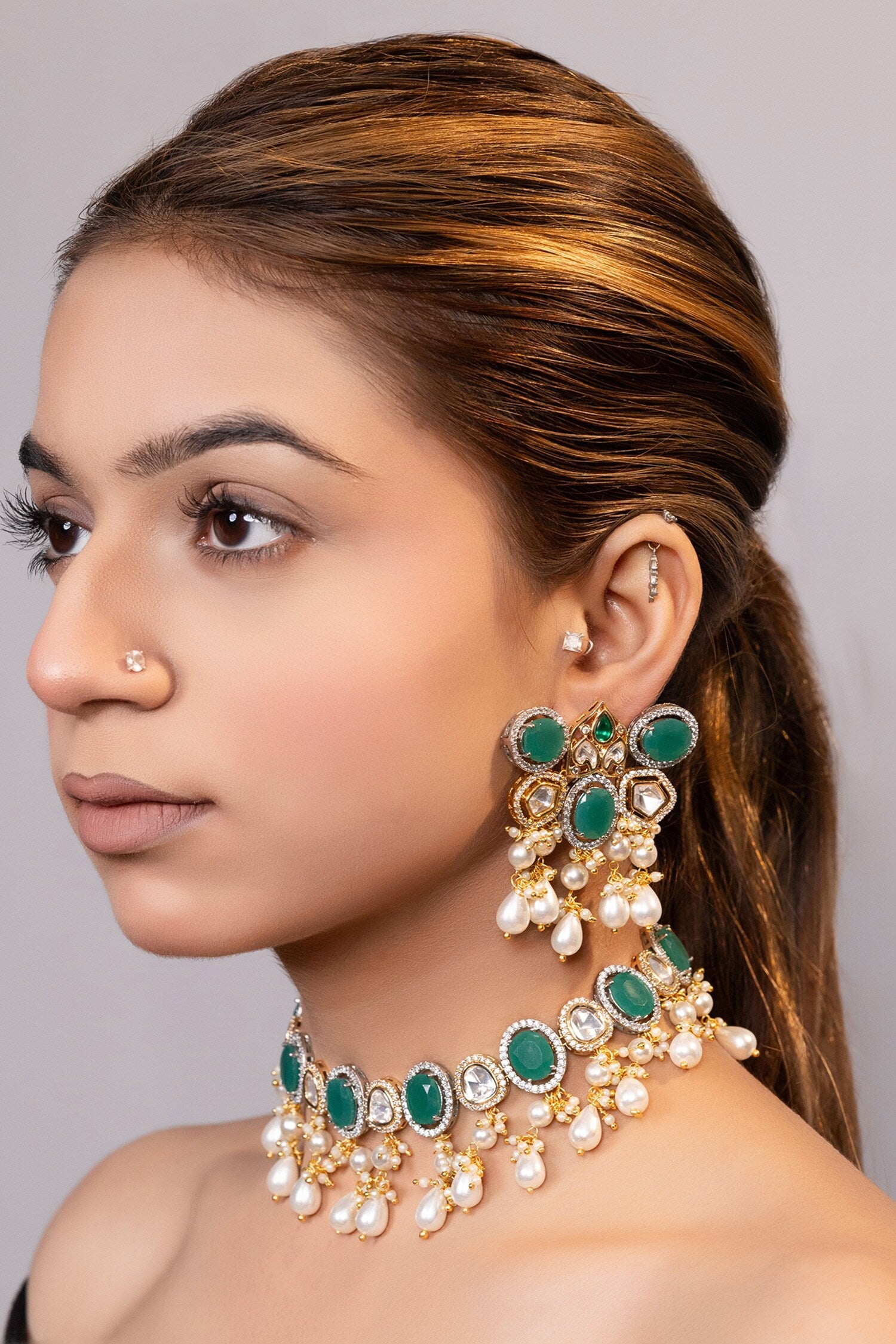 Kundan & Bead Embellished Necklace Set 