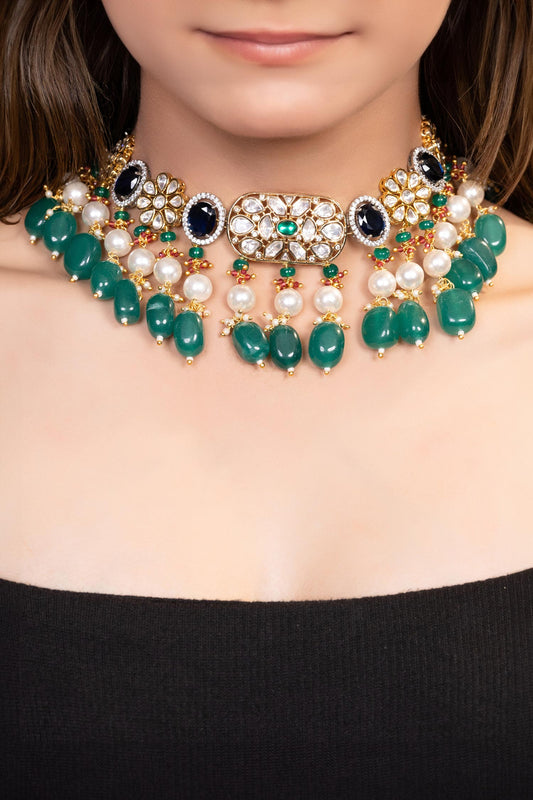 Kundan & Bead Embellished Choker Necklace 
