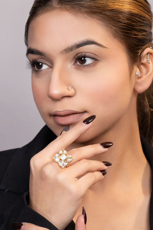 Kundan Studded Adjustable Ring 