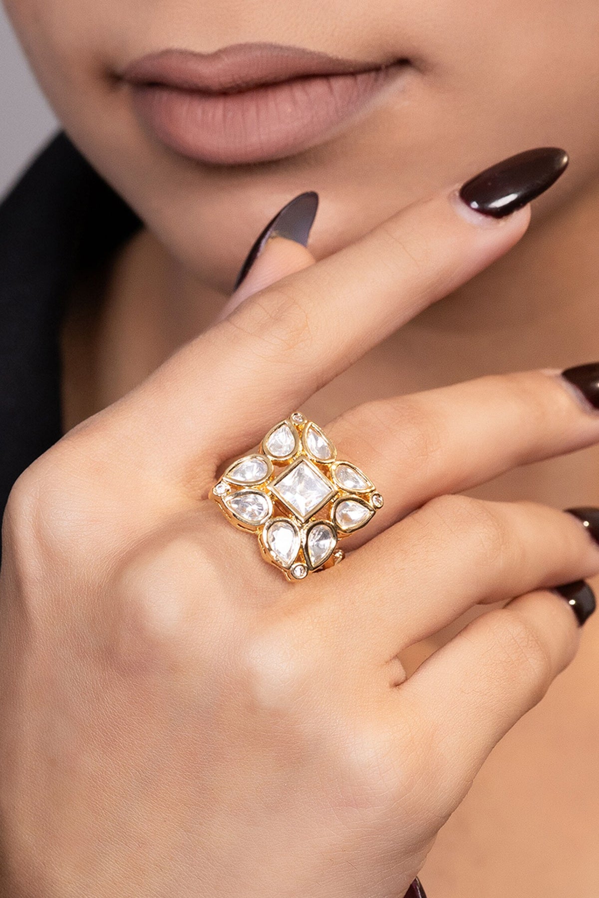 Kundan Studded Adjustable Ring 