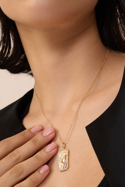 Virgo Zodiac Carved Pendant Necklace 