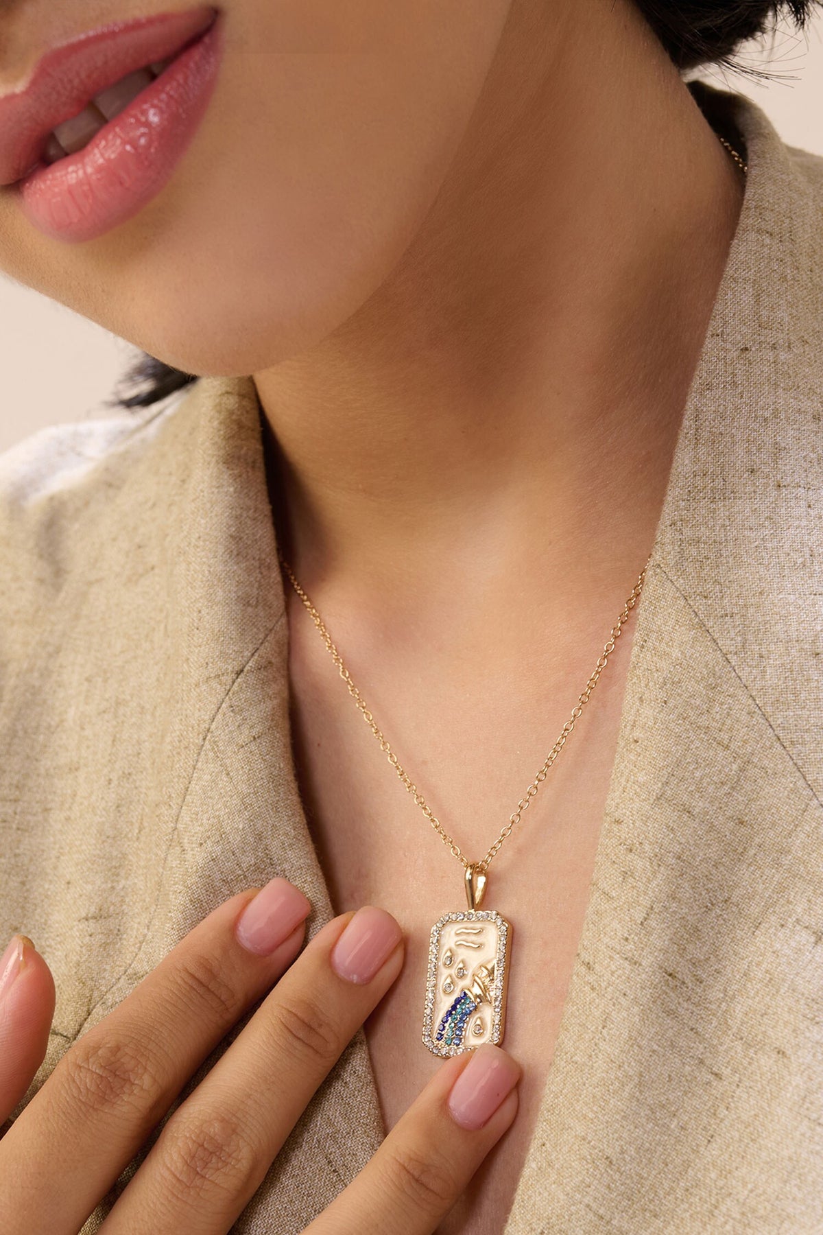 Aquarius Carved Pendant Necklace 