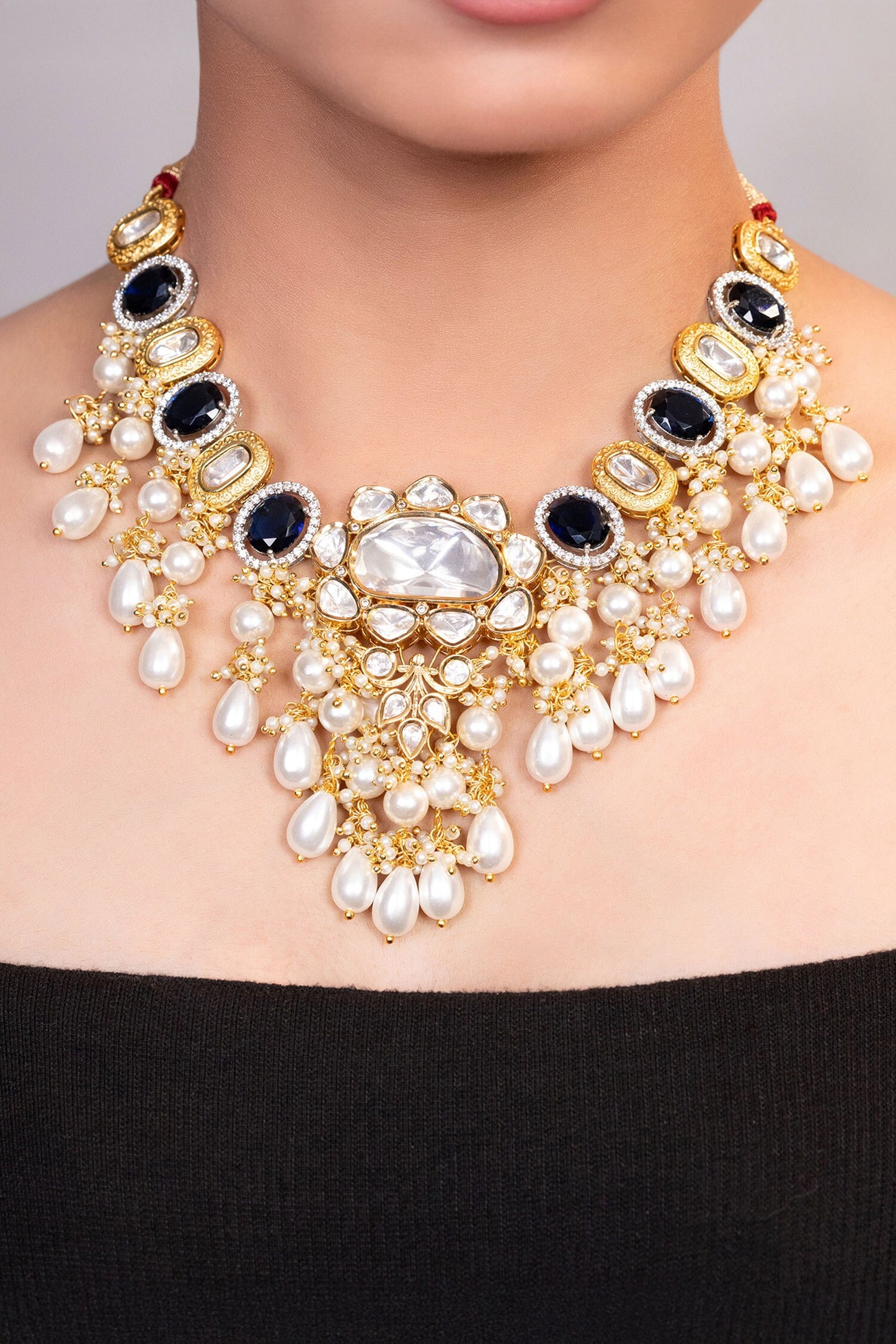 Kundan & Bead Studded Choker Necklace 