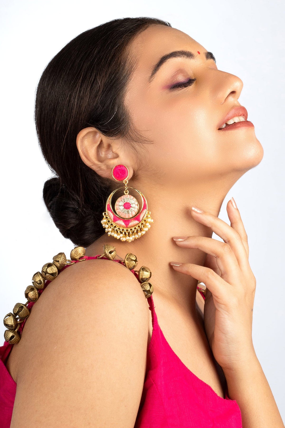 Embroidered Pearl Chandbalis 