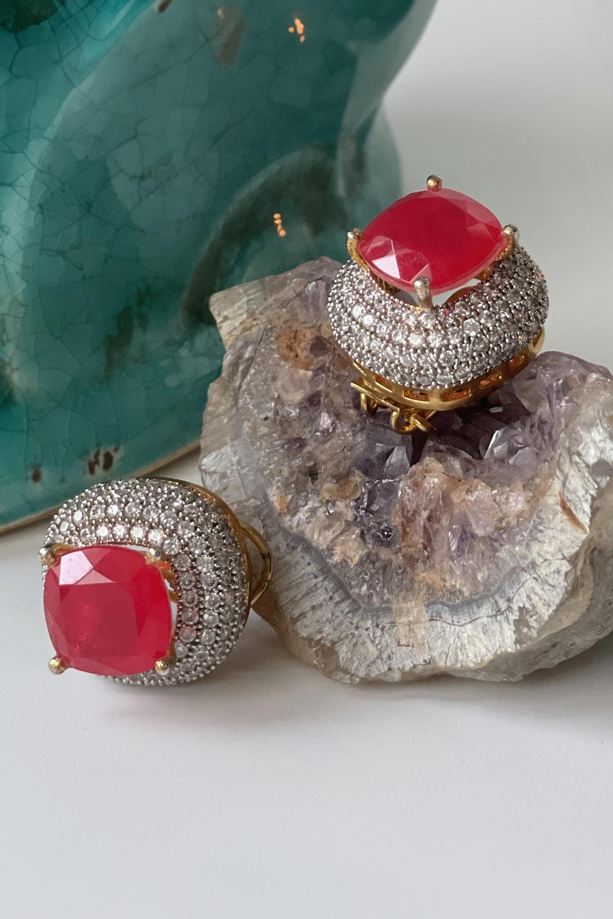 Gold Plated Stone Embellished Necklace Set 