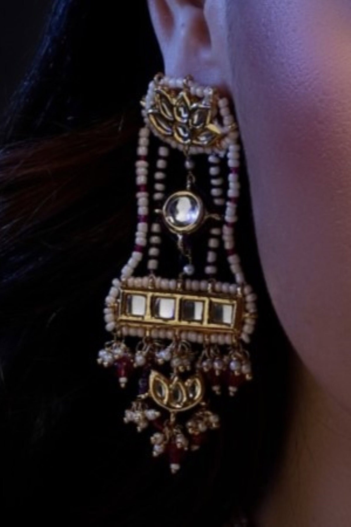 Kundan Embellished Long Earrings 