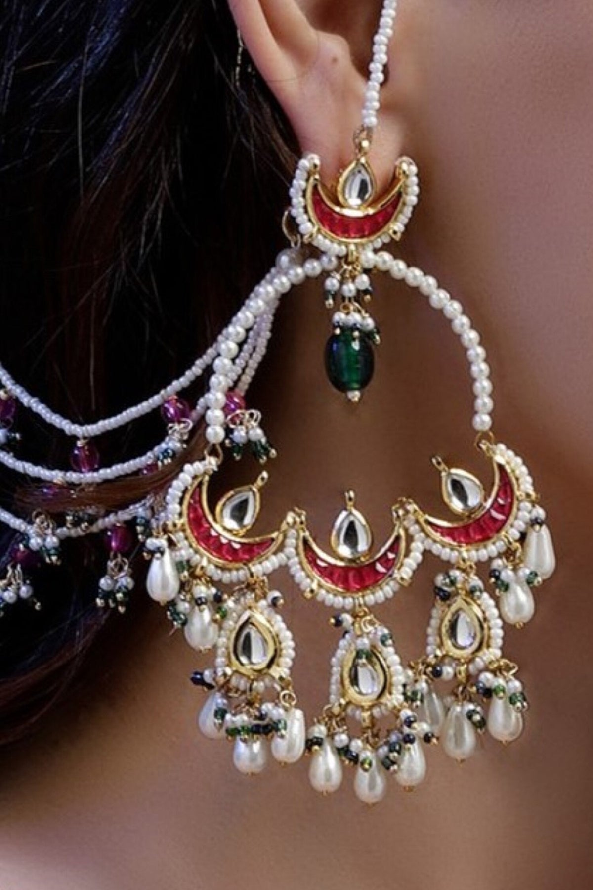 Stone Embellished Chandbali Earrings 