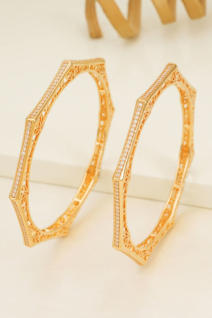 Hexagonal Cubic Zirconia Bangles Set 