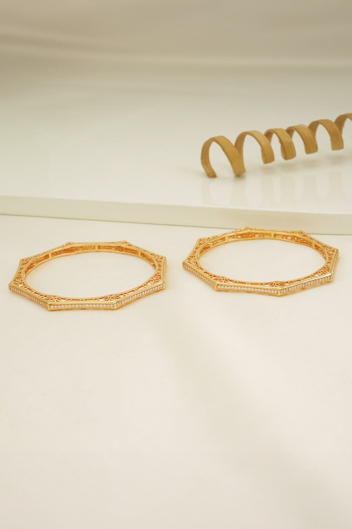 Hexagonal Cubic Zirconia Bangles Set 