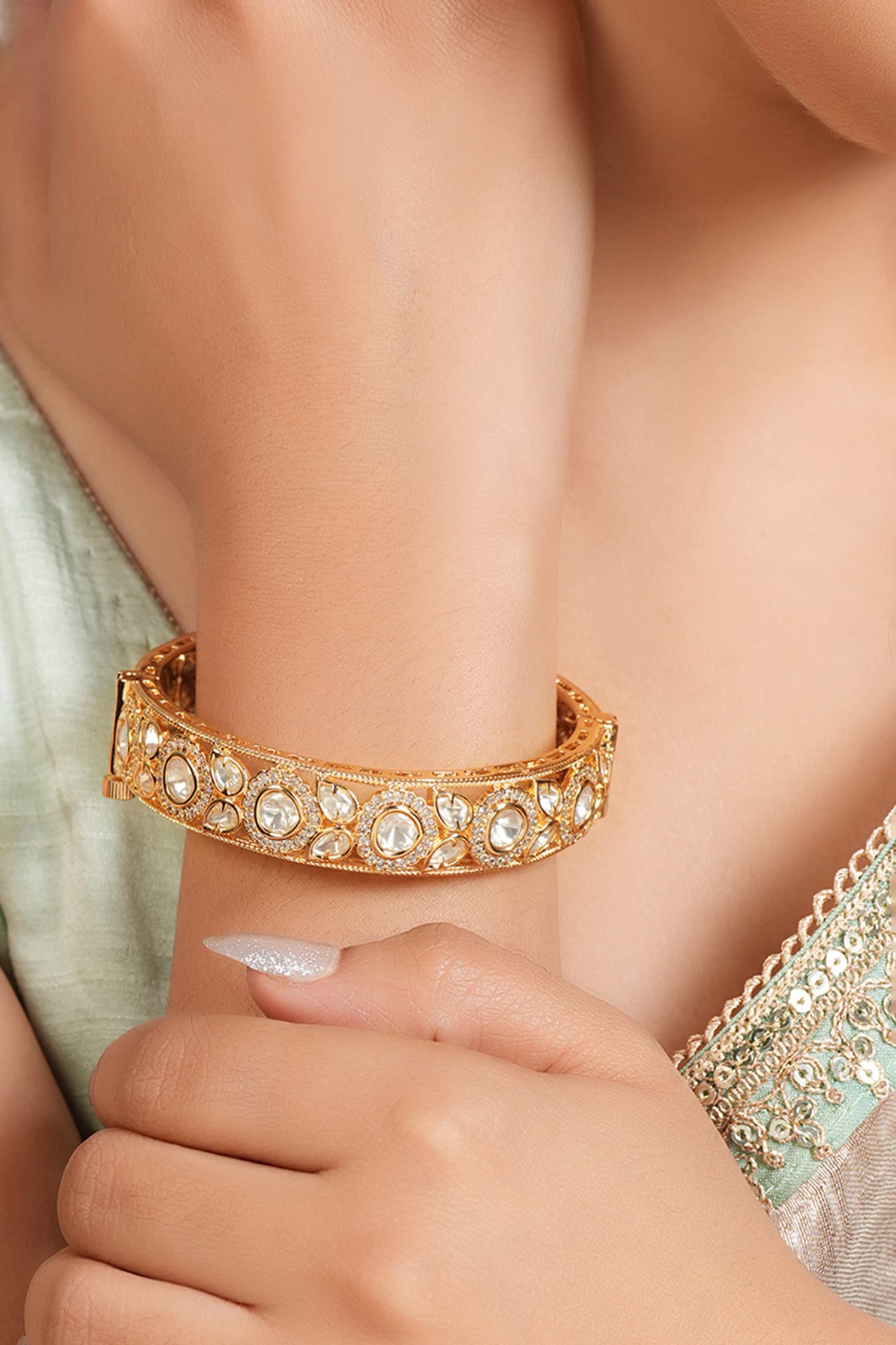 Floral Stone Studded Kada 