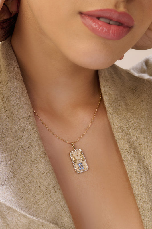 Gemini Carved Pendant Necklace 