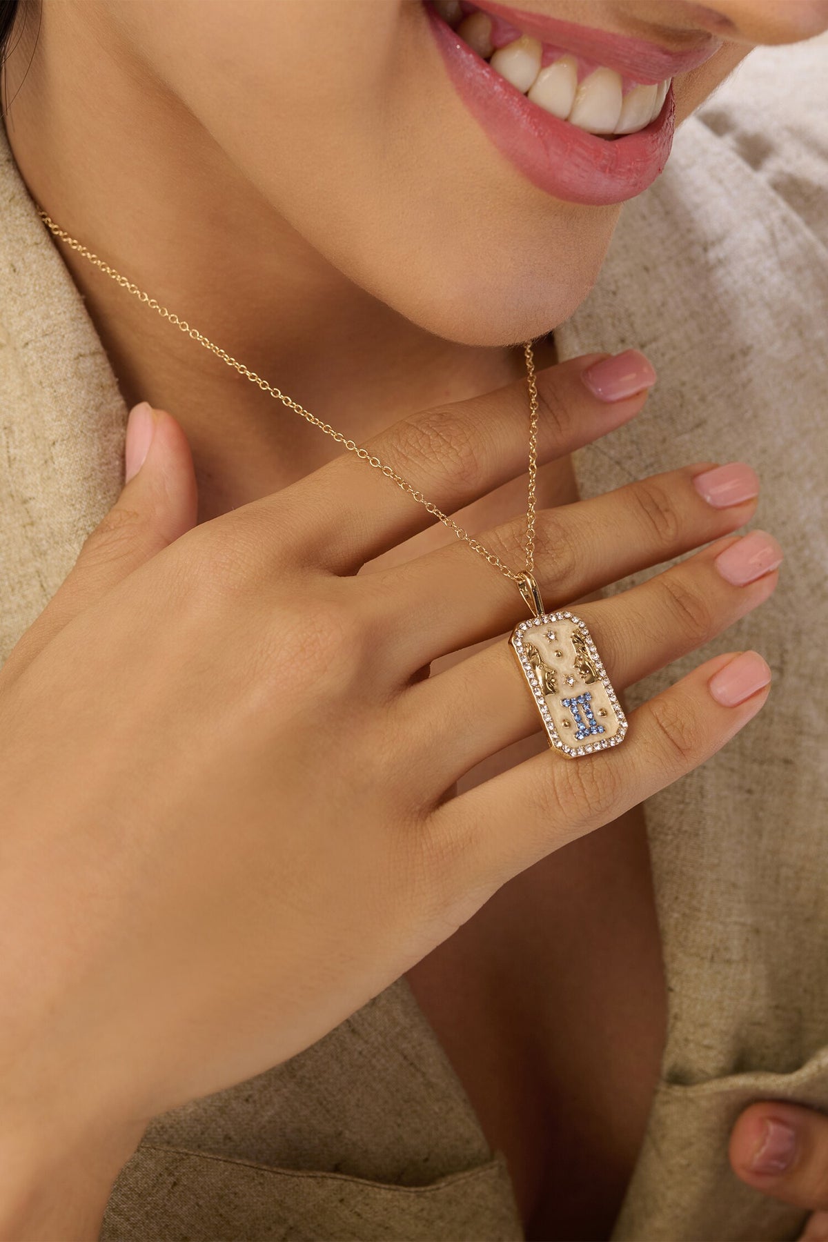 Gemini Carved Pendant Necklace 