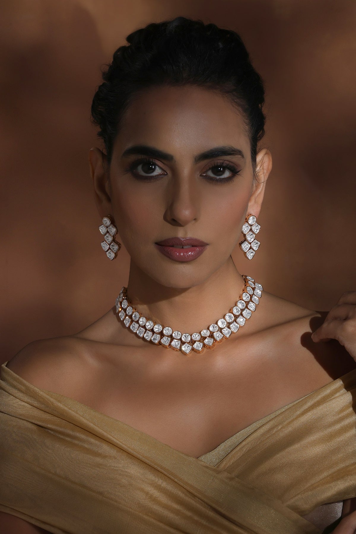 Polki Embellished Choker & Earring Set 