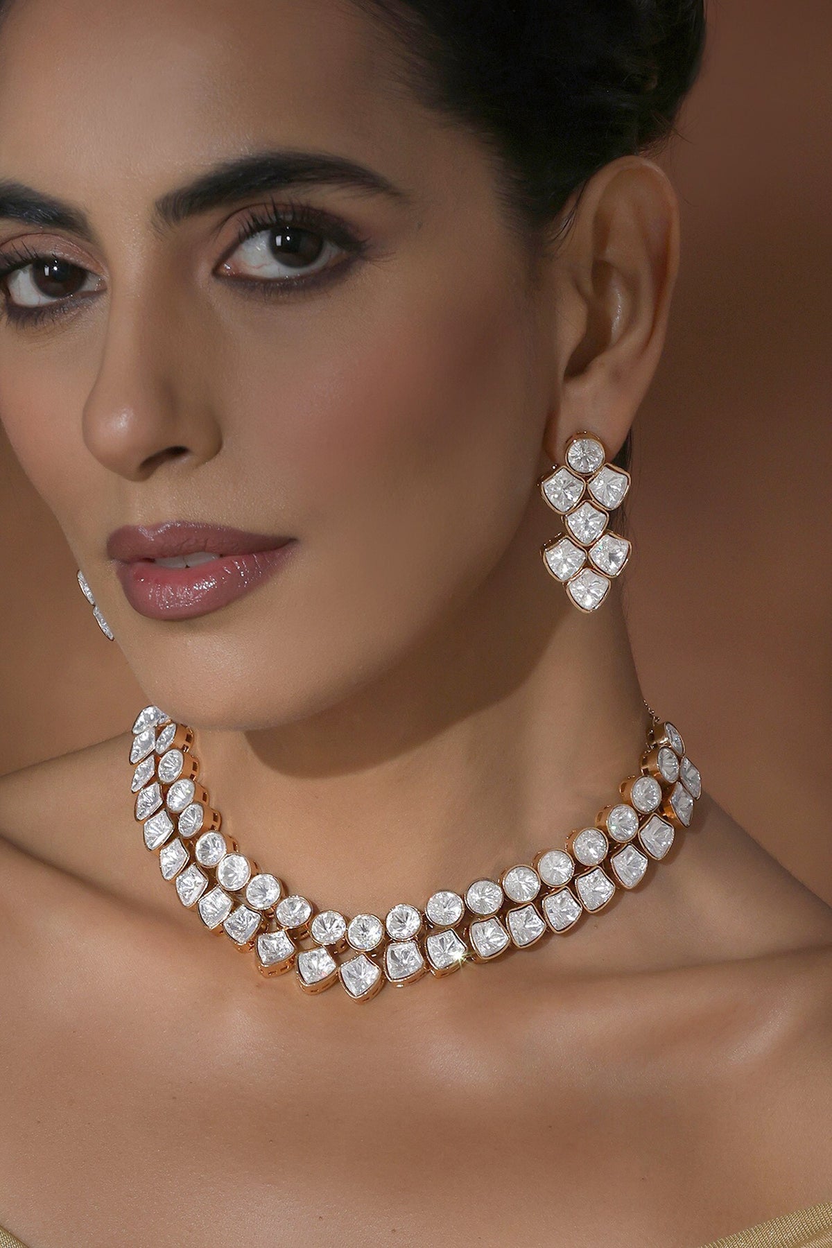 Polki Embellished Choker & Earring Set 