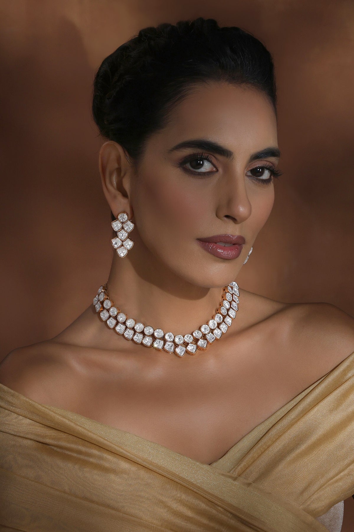 Polki Embellished Choker & Earring Set 