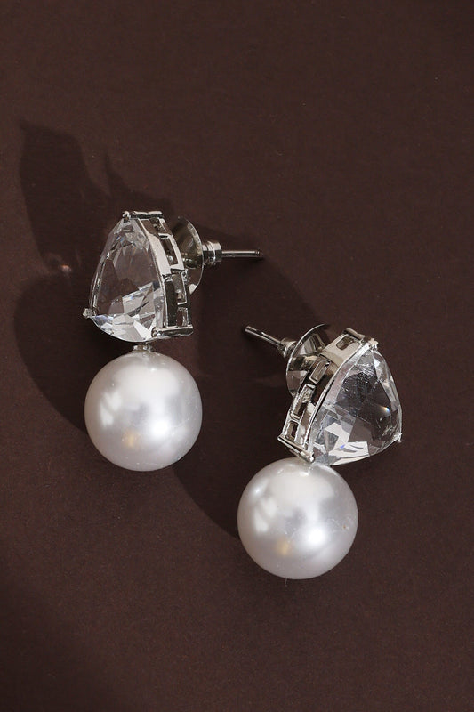 Zirconia & Pearl Stud Earrings 