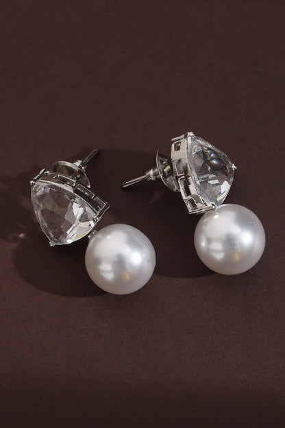 Zirconia & Pearl Stud Earrings 