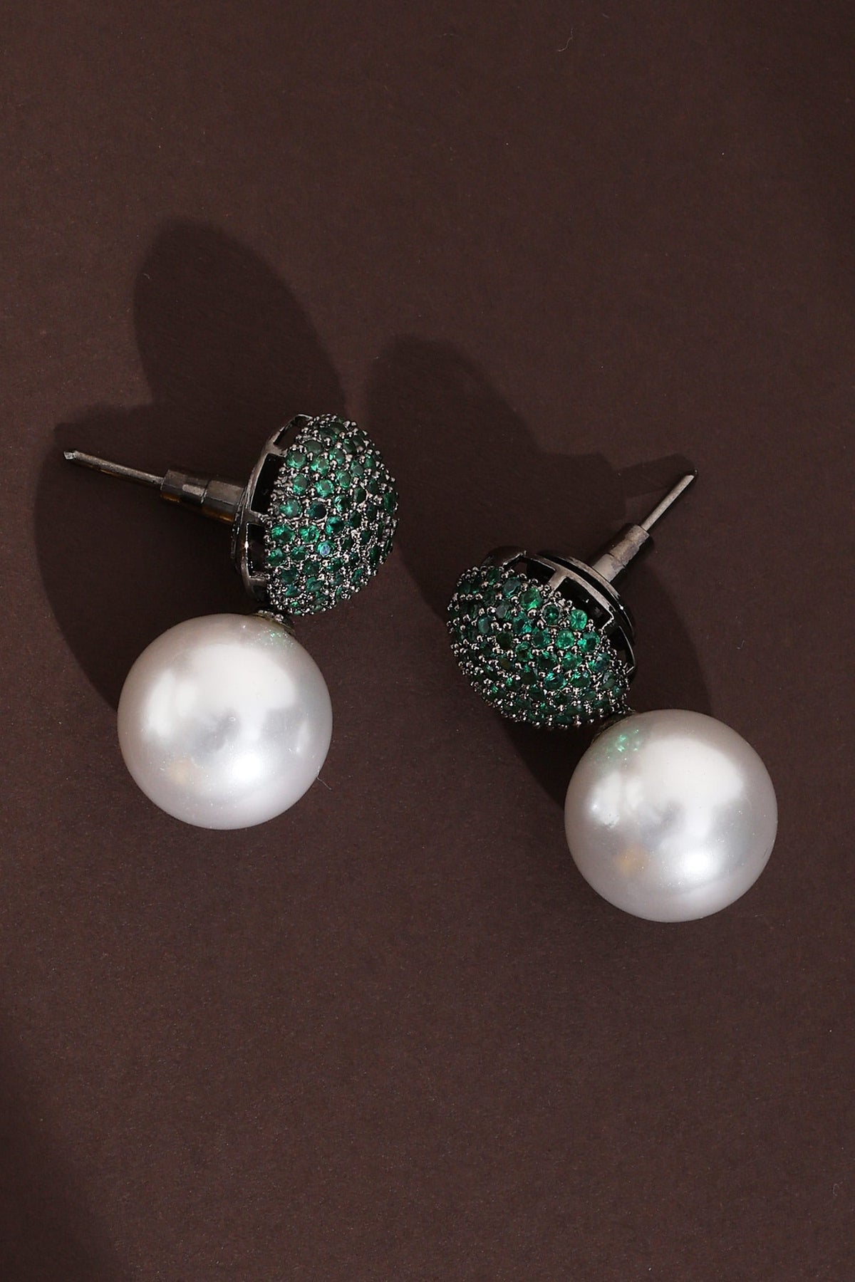 Zirconia Jaal & Pearl Drop Earrings 