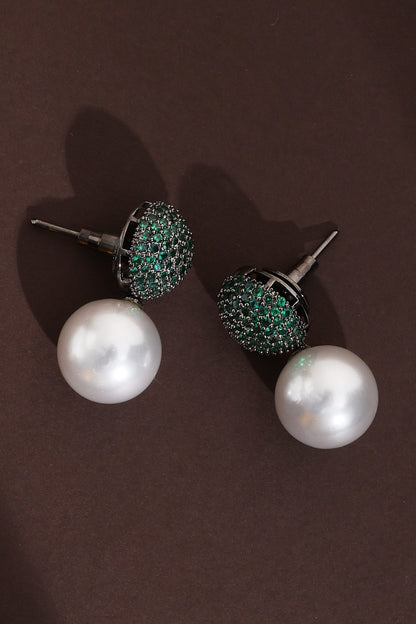 Zirconia Jaal & Pearl Drop Earrings 