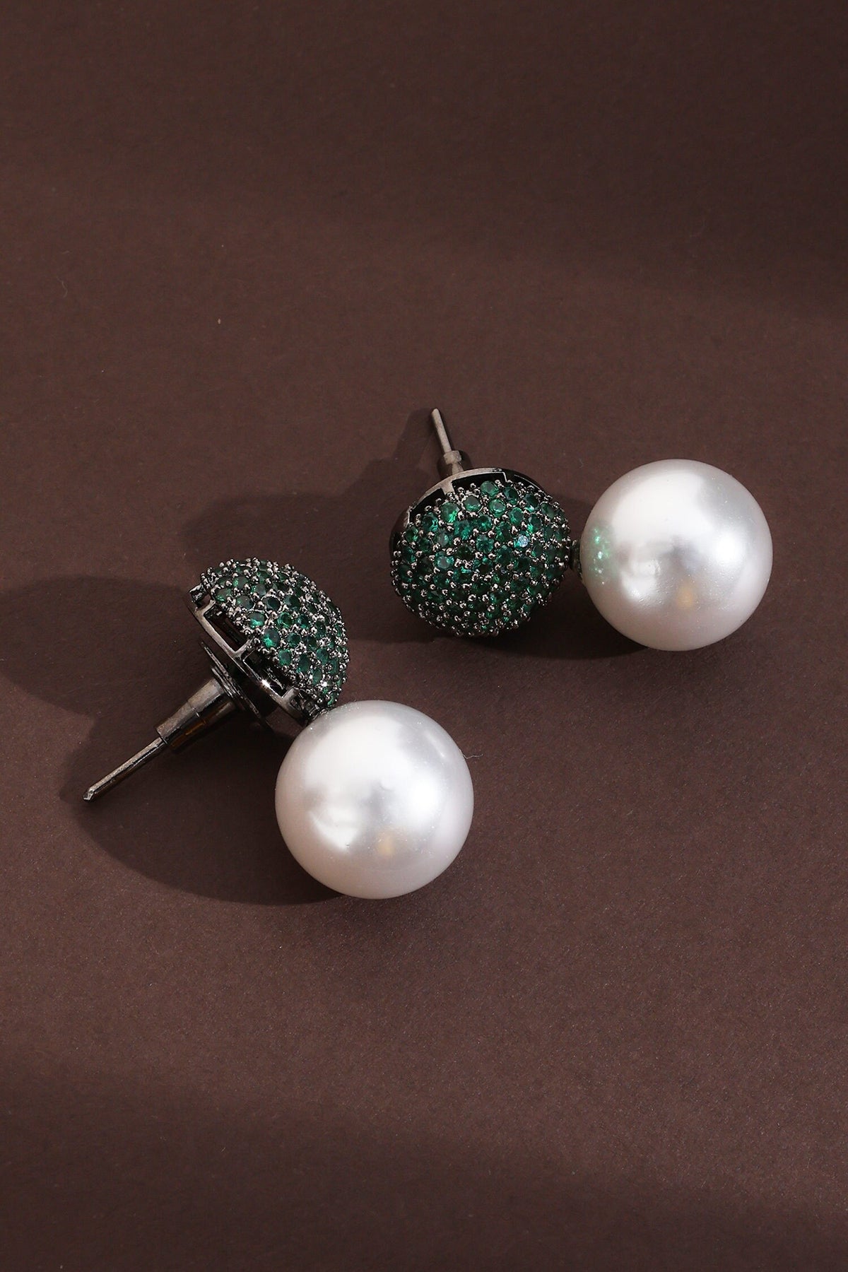 Zirconia Jaal & Pearl Drop Earrings 
