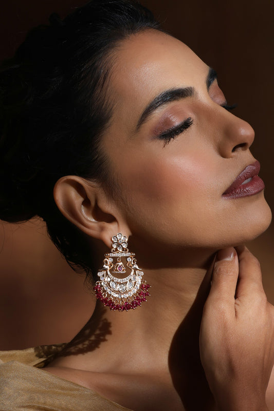Polki Blossom Chandbali Earrings 