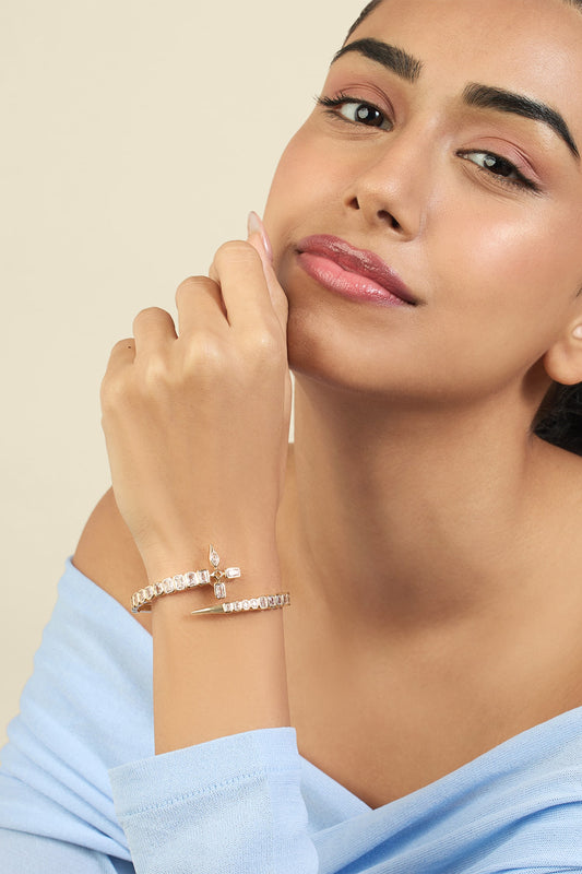 Tennis Cuff Bracelet with Crystal Embellishments 