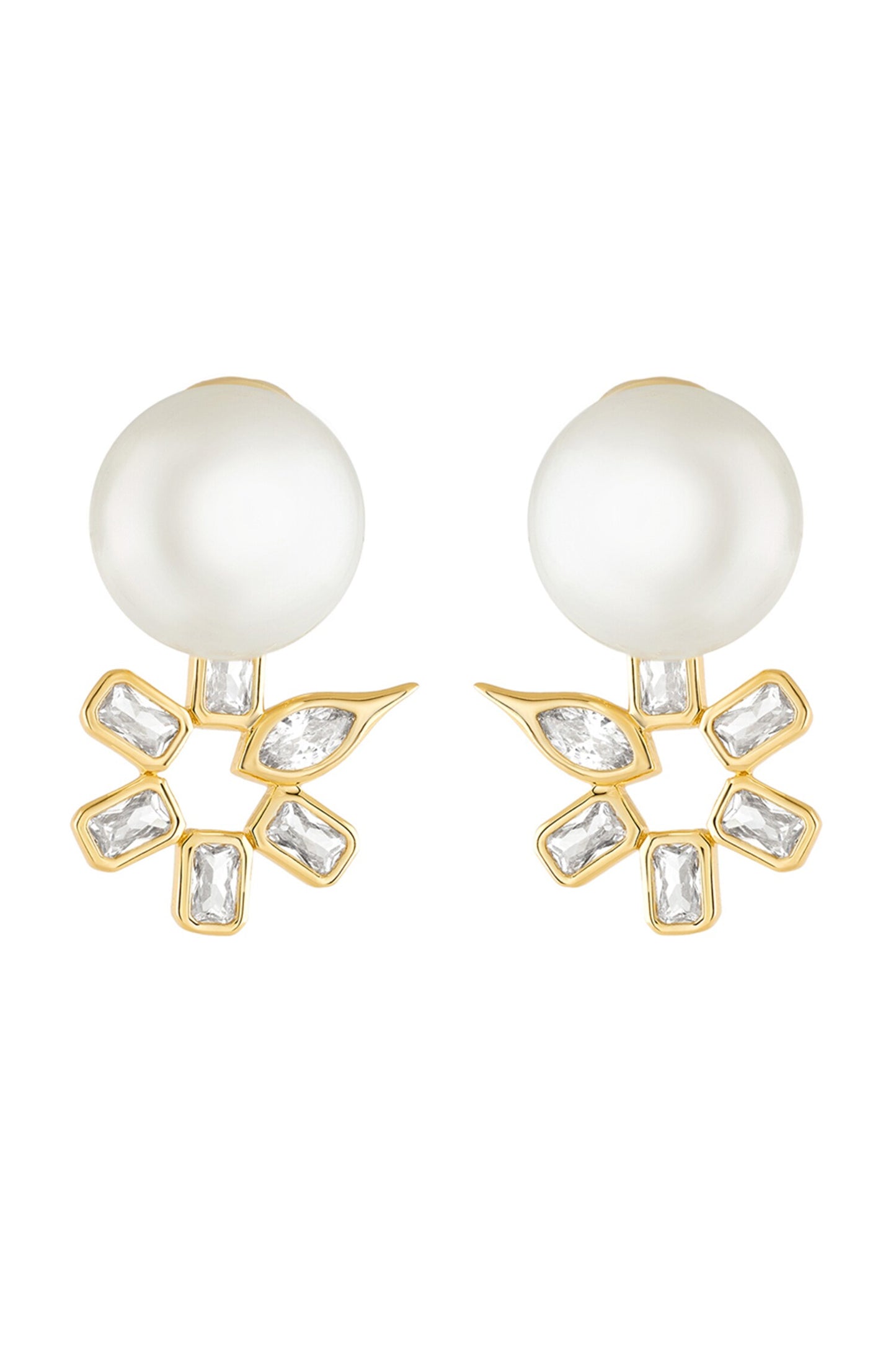 Cubic Zirconia Embellished Gold Studs 