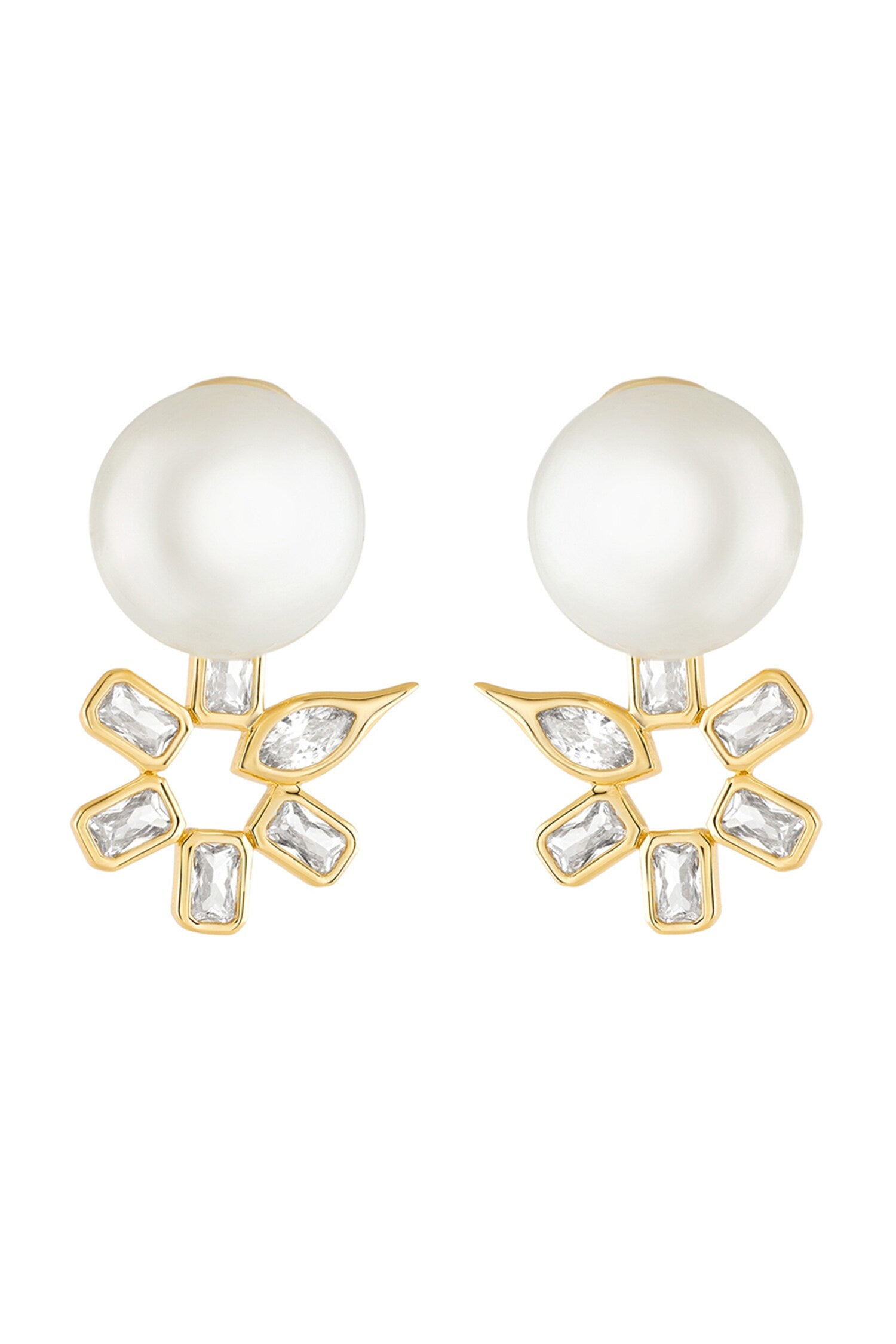 Cubic Zirconia Embellished Gold Studs 